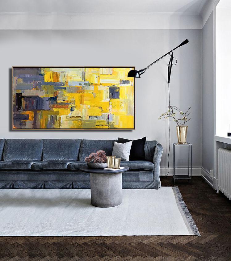 Panoramic Palette Knife Contemporary Art #L53D - Click Image to Close